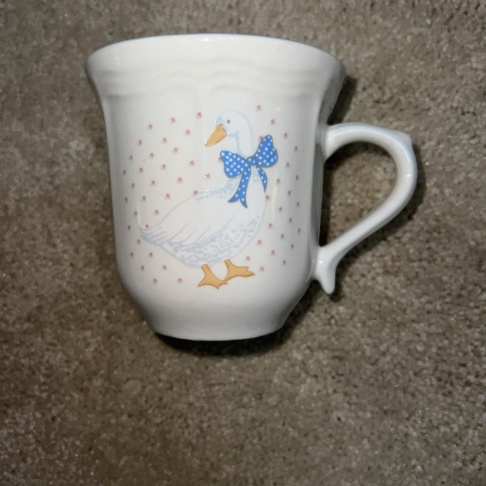 Aunt Rhody Brick Oven Stoneware Country Goose 4-piece Coffee Mug Vintage